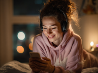 Alt text: People using voice chat rooms online and a random video chat app to talk to strangers and build real conversations with new chat partners worldwide. 